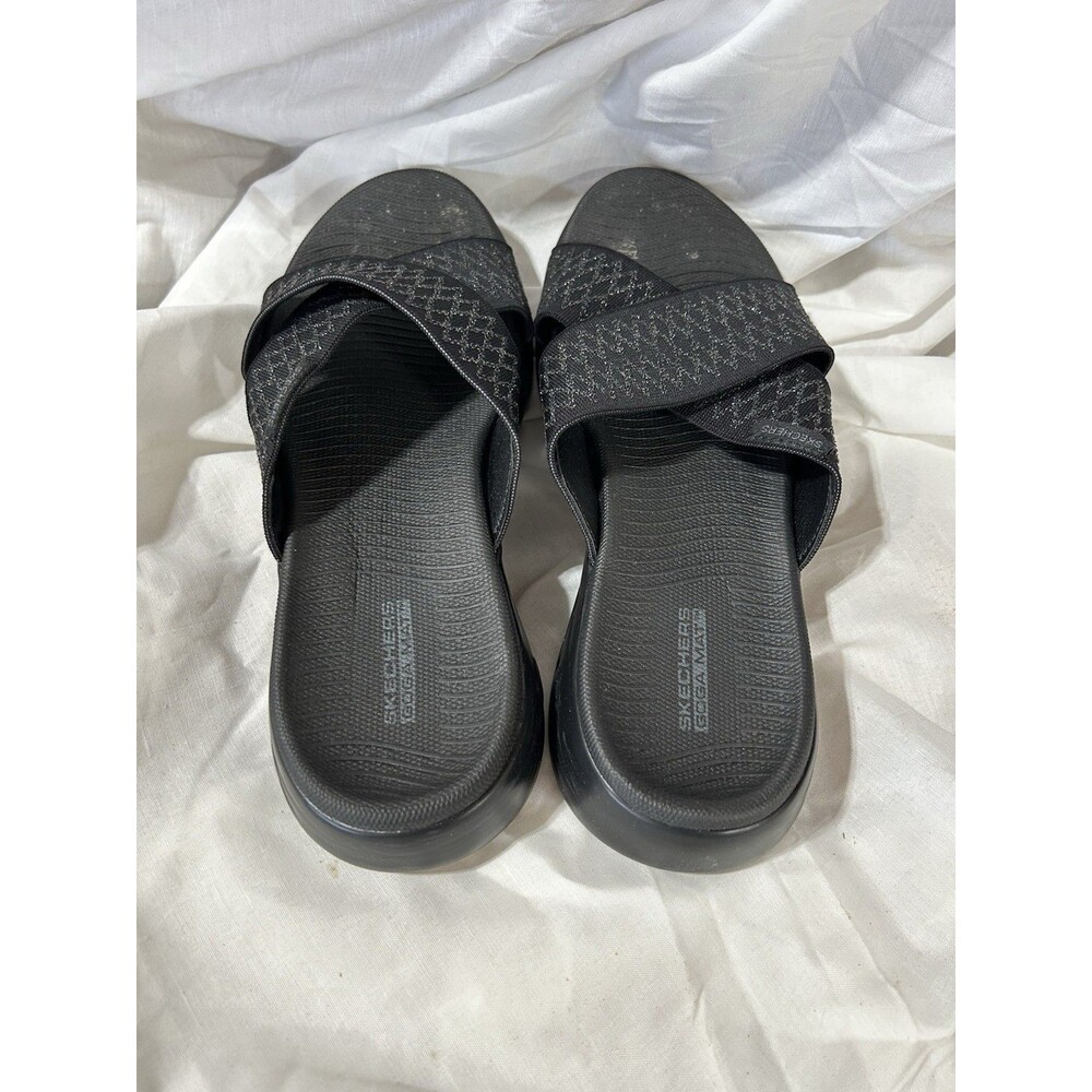 Skechers On-the-GO Cross Band Metallic Sandal Enchanted Black - Picture 2 of 6